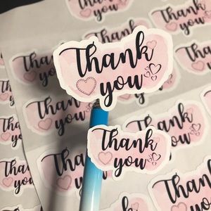 54 thank you valentines heart link stickers glossy 2 sheets